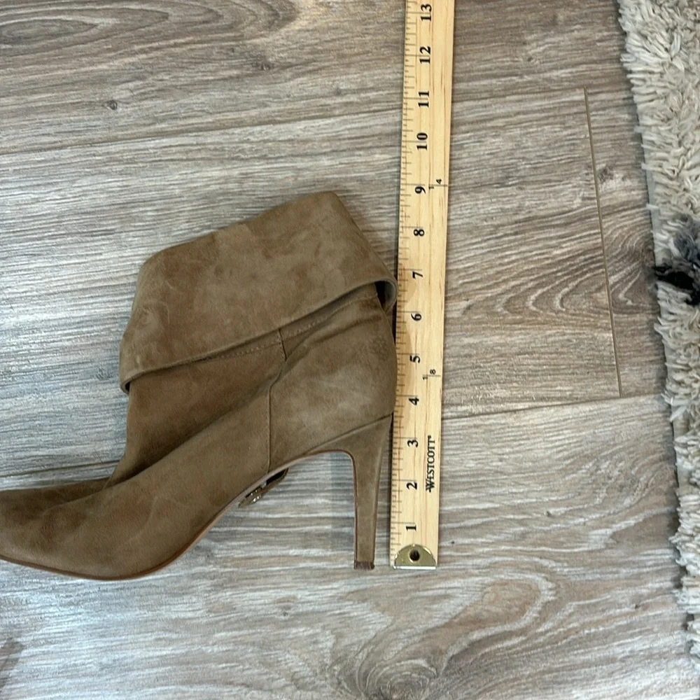 Calvin Klein Bethany kid  beige suede pointy toe buckle detail boot size  8.5
